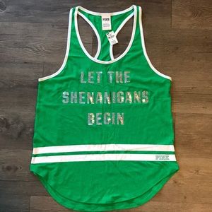 🍀NWT!!!VS Pink - St. Patrick’s Day Tank!! 🍀